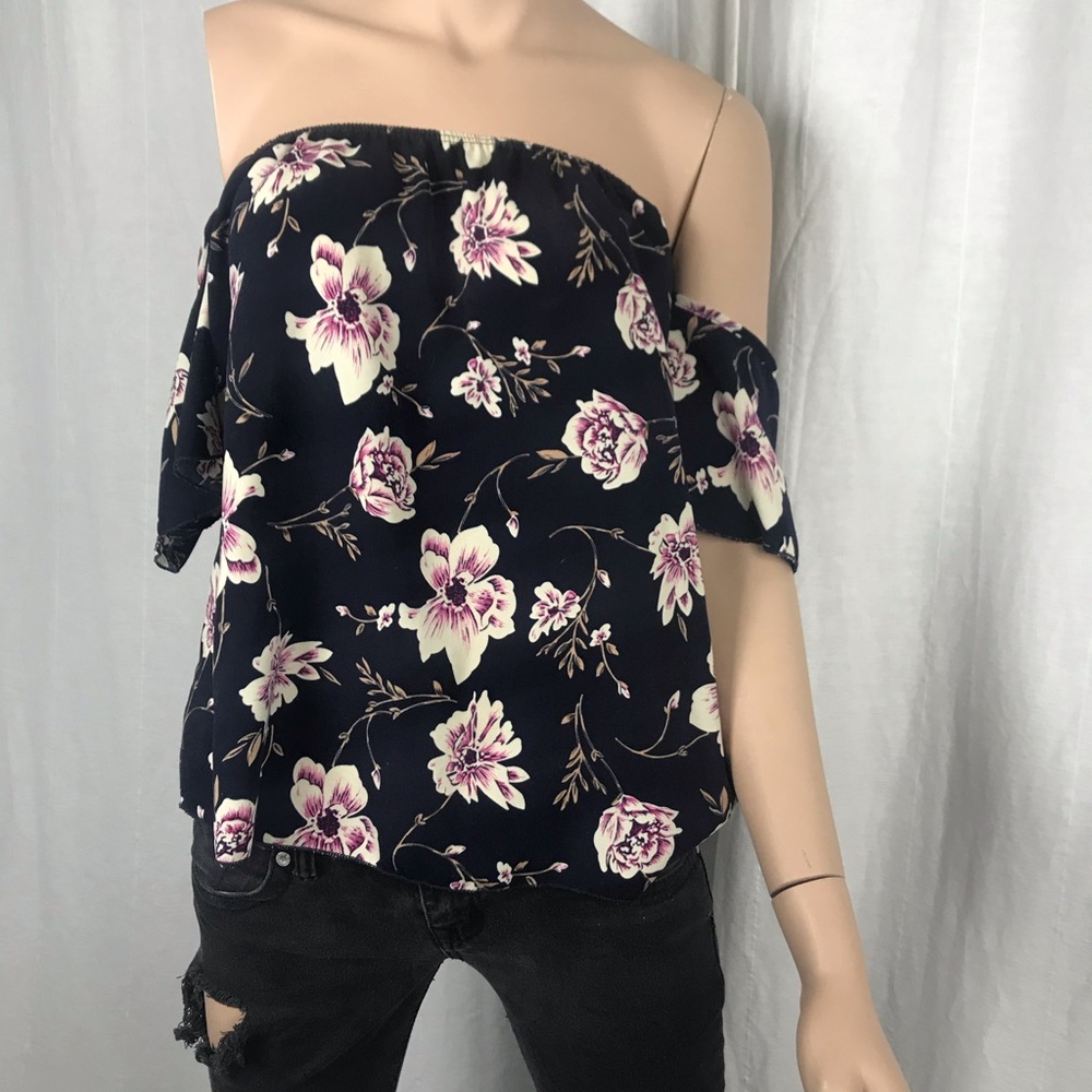 Navy Floral Top